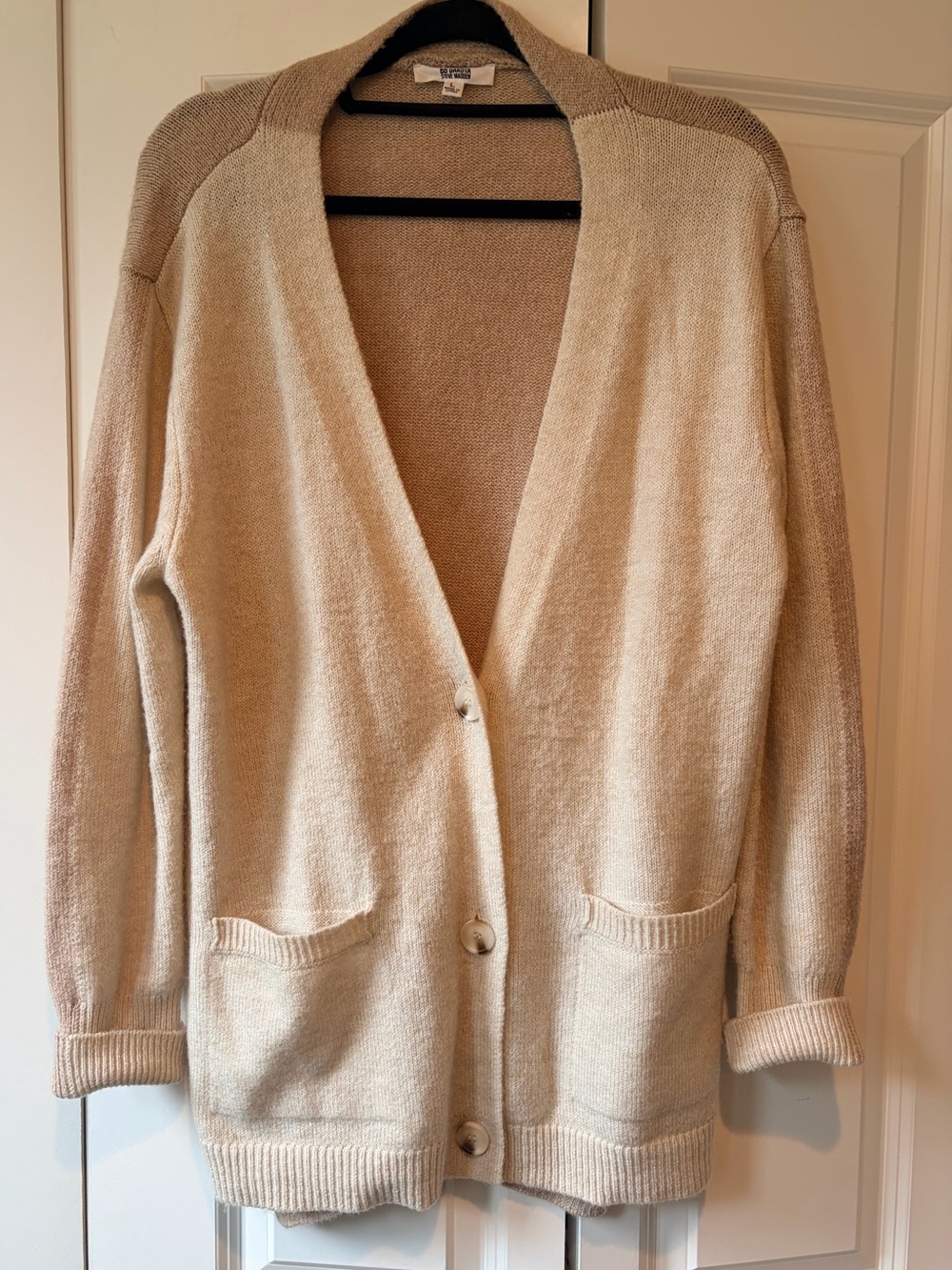 Cozy Button up Cardigan Sweater - Cream and Tan